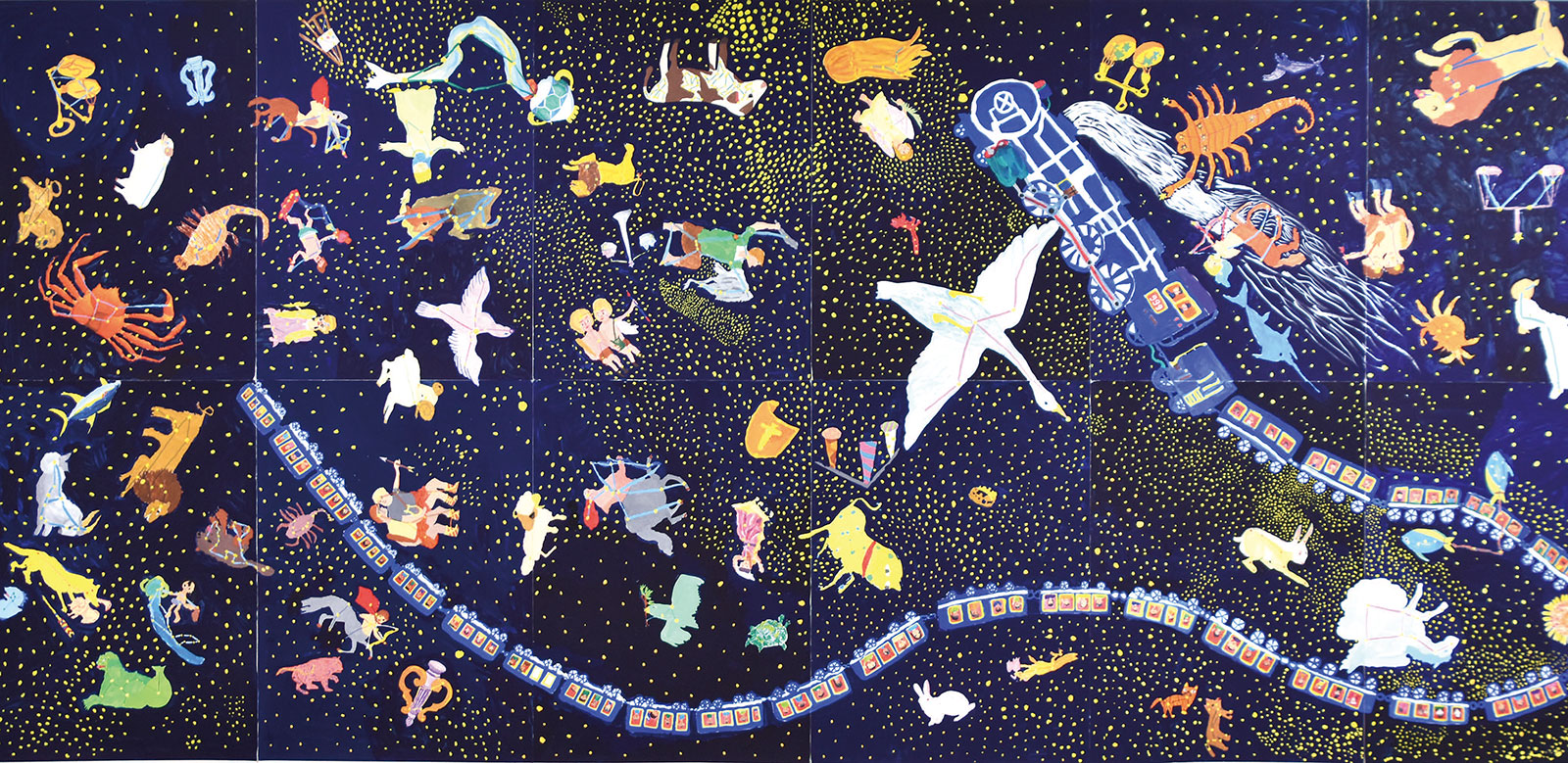 20223年共同壁画「みんなのアスレチックス」 2026年共同壁画「銀河鉄道」